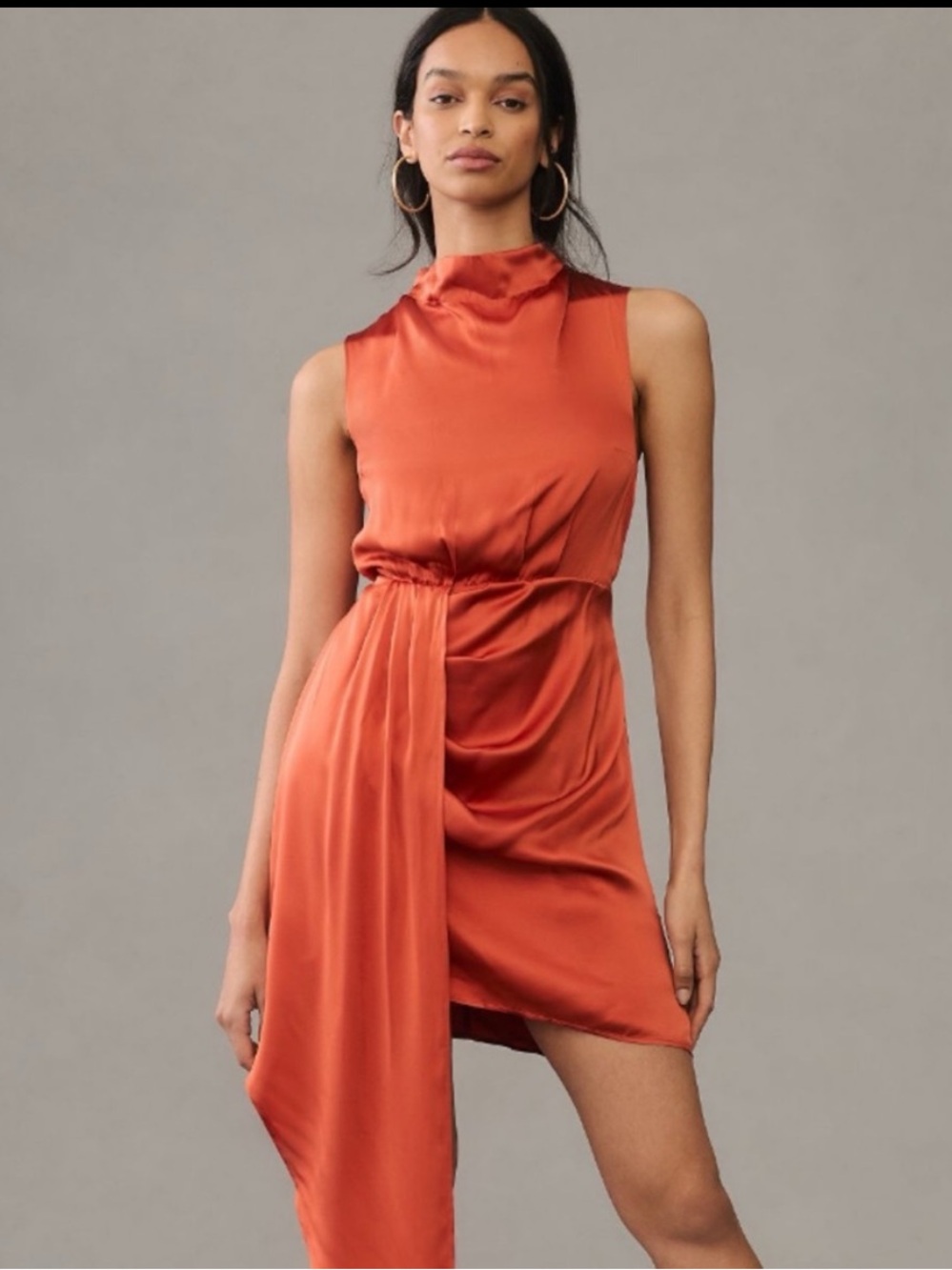 NWT Anthropologie Mock-Neck Draped 100% Silk Elegant Statement Dress , 12 - Picture 3 of 12